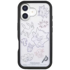 グルマンディーズ iPhone 16(6.1インチ)プランプフレームケース ポケモン ブラック POKE-938BK