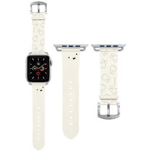 グルマンディーズ Apple Watch 45/44/42mm 対応 レザーバンド ミッフィー フェイス  MF308WH