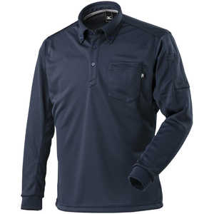 ミズノ ワークボタンダウンポロシャツ(長袖)［ユニセックス］ 3XL-8 14：ドレスネイビー F2JA118114