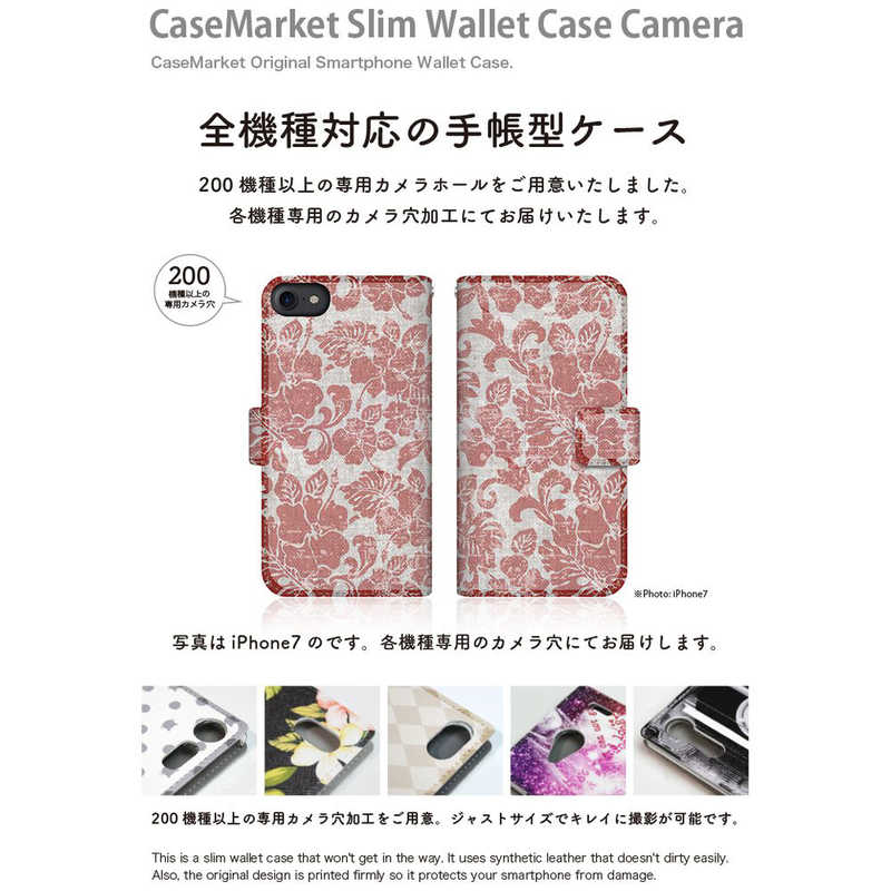CASEMARKET CASEMARKET Samsung Galaxy A20 スリム手帳型ケース トロピカル タヒチ柄 モンステラ & ハイビスカス リバティ レッド SCV46-BCM2S2138-78 SCV46-BCM2S2138-78