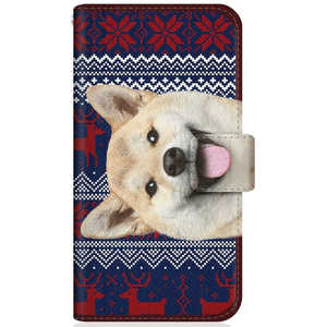 CASEMARKET Samsung Galaxy A20 スリム手帳型ケース ZAKKA ZOO ノート キュート つぶらな瞳 柴犬 ワンワン 北欧柄 クリスマス カラー SCV46-BCM2S2823-78
