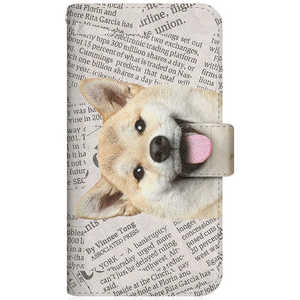 CASEMARKET Samsung Galaxy A20 スリム手帳型ケース ZAKKA ZOO ノート キュート つぶらな瞳 柴犬 ワンワン ニュースペーパー 柄 ホワイト SCV46-BCM2S2825-78