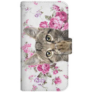CASEMARKET Samsung Galaxy A20 NYAGO スリム手帳型ケース ノート キュート 肉球をペロペロするにゃ~。 サマー フラワー だにゃ~。 ピンク SCV46-BNG2S2452-78