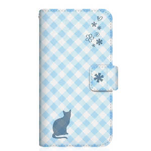 CASEMARKET Huawei nova 5T NYAGO スリム手帳型ケース ノート サマー フラワー ダイアリー キャット シルエット - ブルー チェッククロス柄 & おすましだにゃ YA CASEMARKET Huawei nova 5T NYAGO スリム手帳型ケース ノート サマー フラワー ダイアリー キャット シルエット - ブルー チェッククロス柄 & おすましだにゃ YA