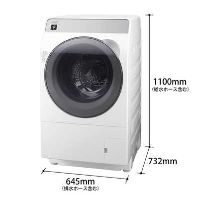 シャープ　SHARP ドラム式洗濯乾燥機 洗濯10.0kg 乾燥6.0kg ヒータセンサー乾燥 (左開き) ES-K10B-WL ホワイト系