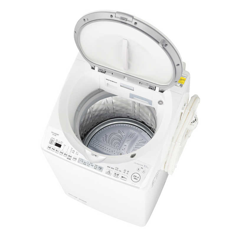 シャープ　SHARP シャープ　SHARP 縦型乾燥洗濯機 洗濯8.0kg 乾燥4.5kg ヒータ乾燥(排気) 穴なし槽 ES-TX8H-W ホワイト系 ES-TX8H-W ホワイト系