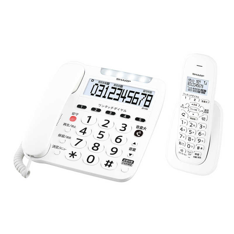 シャープ　SHARP シャープ　SHARP 電話機 ［子機1台 /コードレス］ ホワイト系 JD-V39CL JD-V39CL