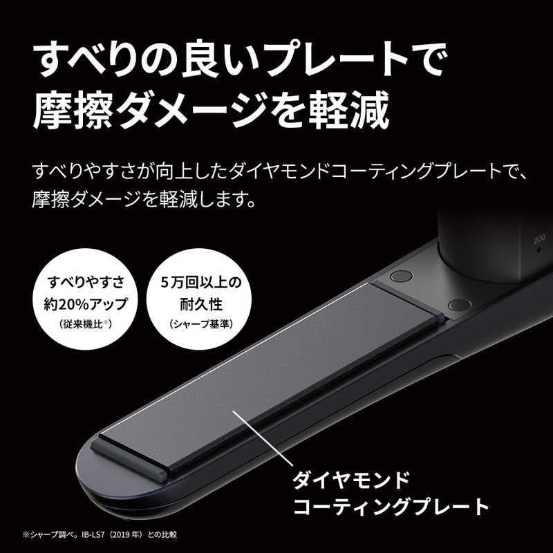 シャープ　SHARP シャープ　SHARP プラズマクラスターストレートアイロン 120℃～200℃ 海外対応 交流(コード)式 ミッドナイトブラック IB-S8000-B IB-S8000-B