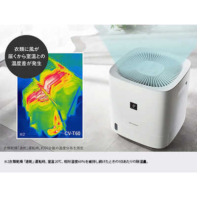 シャープ　SHARP　衣類乾燥除湿機 デシカント(ゼオライト)方式 プラズマクラスター 木造7畳まで 鉄筋14畳まで ホワイト　CV-T60-W シャープ SHARP 衣類乾燥除湿機 デシカント(ゼオライト)方式 プラズマ
