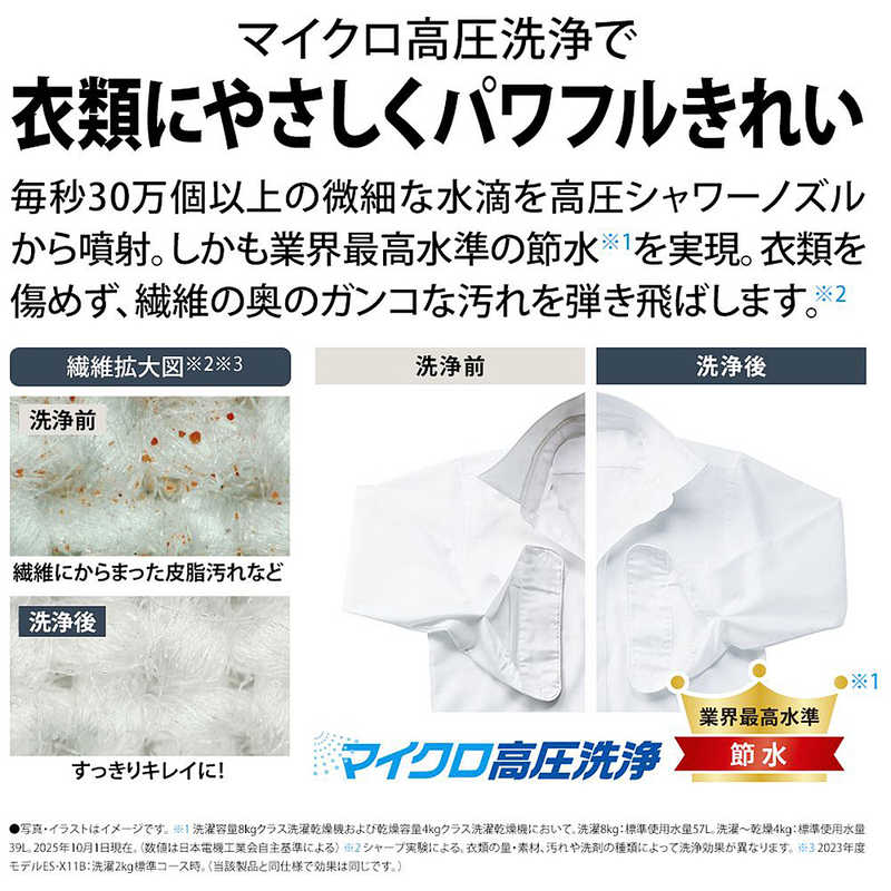 シャープ　SHARP シャープ　SHARP ドラム式洗濯乾燥機 (左開き) 洗濯8.0kg 乾燥4.0kg ヒートポンプ乾燥 プラズマクラスター 洗剤自動投入 グレイングレー ES-8XS1-HL ES-8XS1-HL
