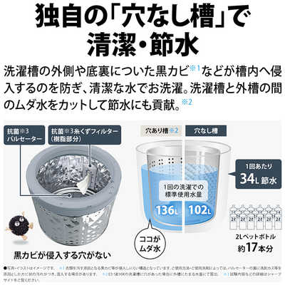 シャープ SHARP 全自動洗濯機 洗濯10.0kg ホワイト系 ES-SB10K-W の 