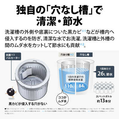 シャープ SHARP 縦型洗濯乾燥機 洗濯6.5kg 乾燥3.5kg ヒーター乾燥 穴