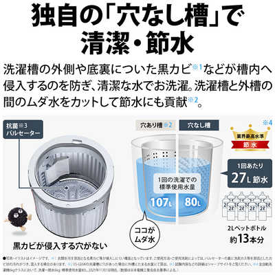 シャープ SHARP 全自動洗濯機 洗濯6.0kg 穴なし槽 ホワイト ES-GE6K-W 