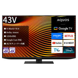 �V���[�v SHARP �t��miniLED�e���r AQUOS �m43V�^ / Bluetooth�Ή� / 4K�Ή� / BS�ECS 4K�`���[�i�[���� / YouTube�Ή��n 4T-43X7A