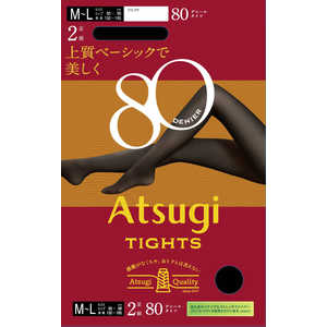 アツギ タイツ 80デニール 2足組 M～L ブラック 