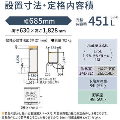 パナソニック Panasonic 冷蔵庫 6ドア 451L フレンチドア(観音開き