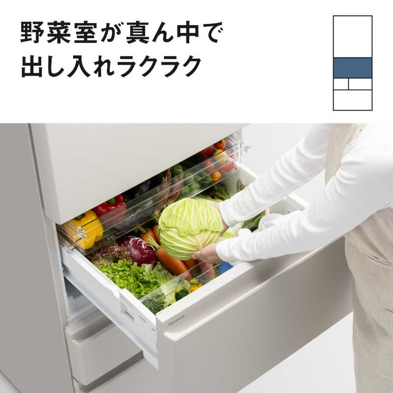 パナソニック　Panasonic パナソニック　Panasonic 冷蔵庫 5ドア 468L 右開き BRタイプ 真ん中野菜室 幅60cm マットライトベージュ NR-E47BR3-C NR-E47BR3-C