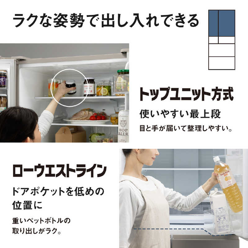パナソニック　Panasonic パナソニック　Panasonic 冷蔵庫 6ドア 450L フレンチドア(観音開き) HYタイプ ナノイーX 幅65cm パールホワイト NR-F45HY3-W NR-F45HY3-W
