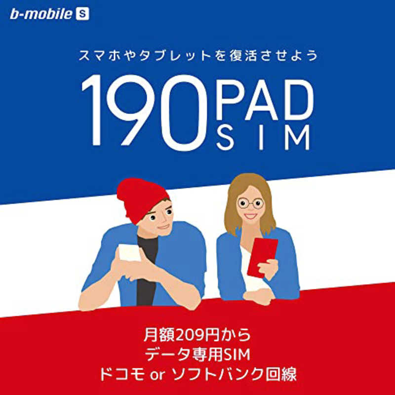 日本通信 日本通信 SIM後日｢ドコモ/ソフトバンクより選択｣b-mobile BM-PS2-PS 190PadSIM申込パッケｰジ BM-PS2-PS 190PadSIM申込パッケｰジ