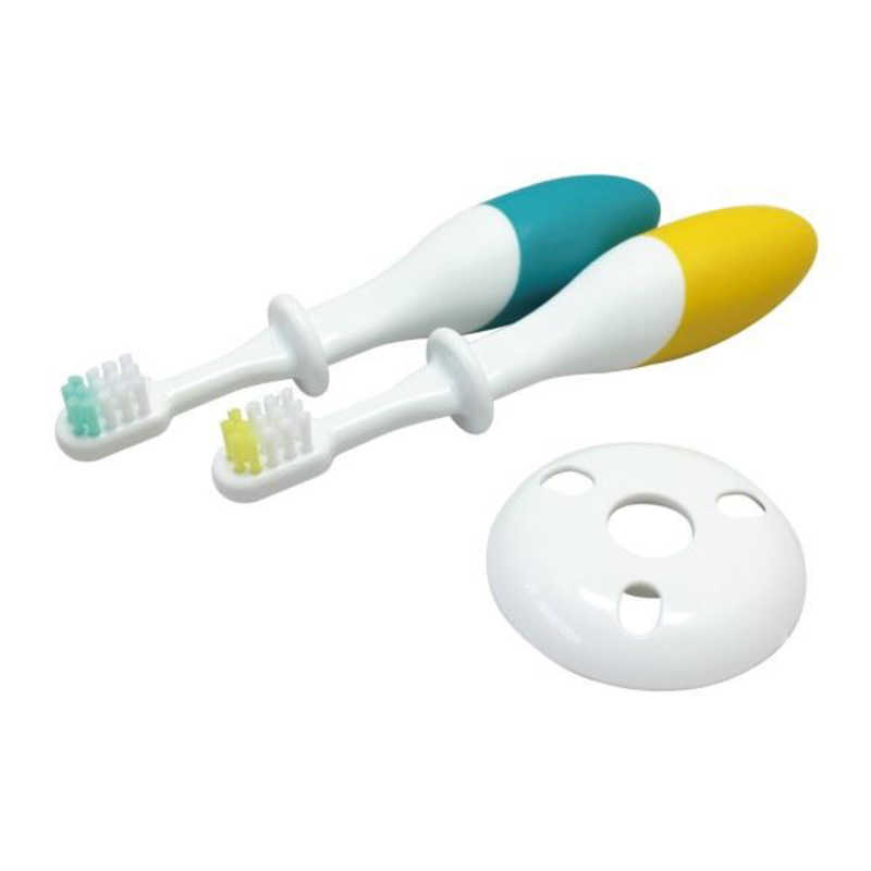 オールウェイズ オールウェイズ デンタるん ふっくらグリップ (ベビー歯ブラシ) 6ヵ月~ 2本組 グリーン×イエロー  