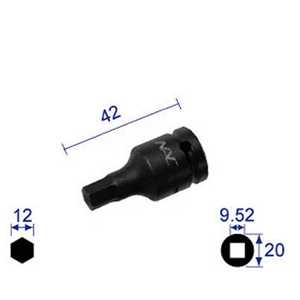 長堀工業 ヘキサゴンレンチソケット ショｰトタイプ 差込角9.52x対辺12mm 312C