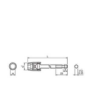 ＜コジマ＞ 長堀工業 ナック ユニバーサルドライバーソケット 差込6.35x対辺8mmx100L ドットコム専用 3BU0810画像