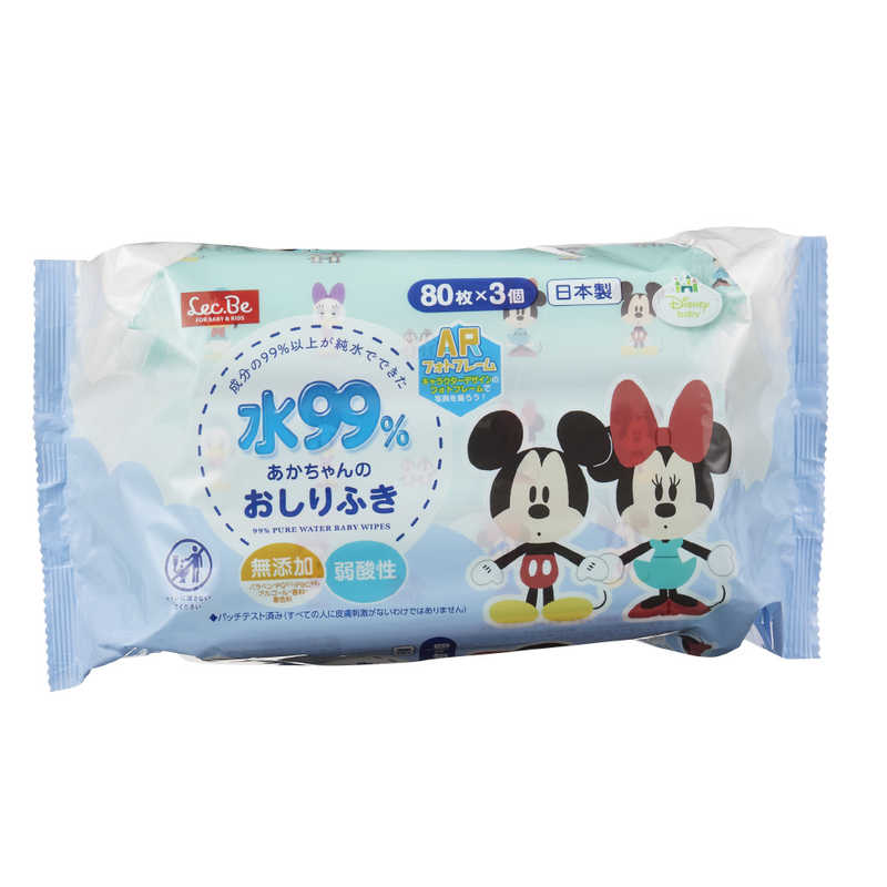 レックケミカル レックケミカル おしりふき 80枚×3P ミッキー&フレンズ 水99%  