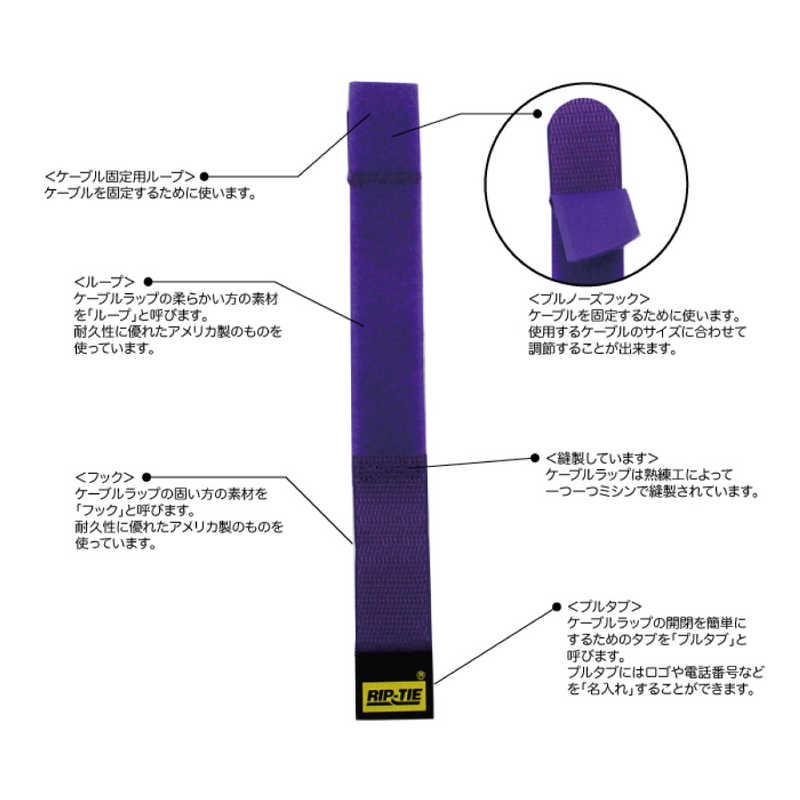 RIPTIE RIPTIE ケーブルラップブルノーズ 25.4mmX152.4mm 100本入 RIP-TIE 黒 HH-06-100-BK HH-06-100-BK