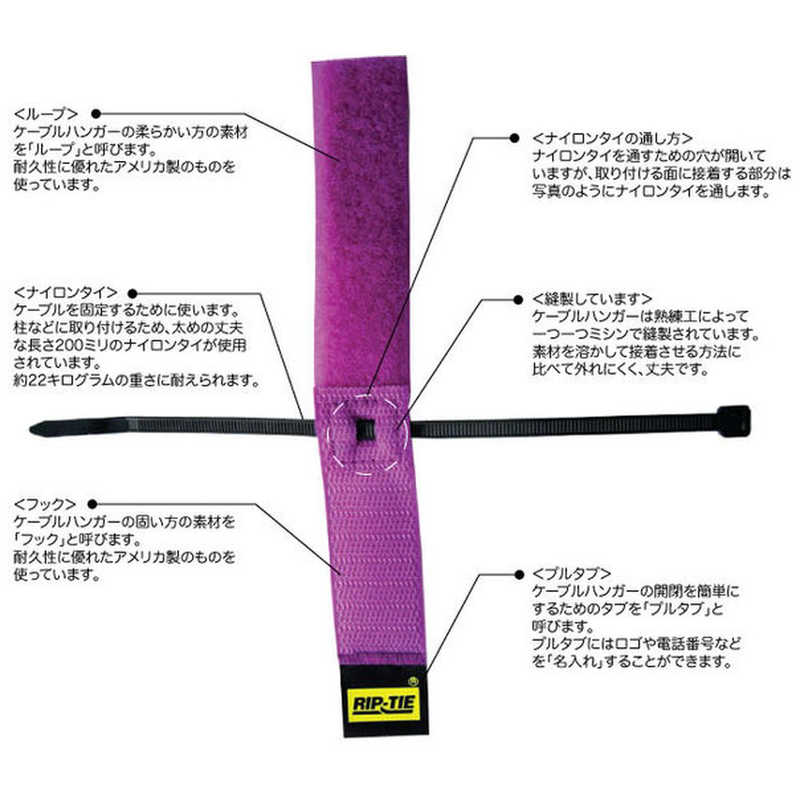 RIPTIE RIPTIE ケーブルハンガー 25.4mmX533.4mm 100本入 RIP-TIE 黒 S-21-100-BK S-21-100-BK
