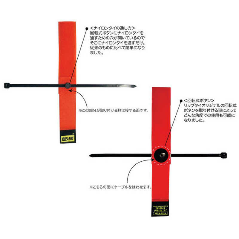 RIPTIE RIPTIE 回転式ケーブルハンガー 25.4mmX228.6mm 3本入 RIP-TIE 黒 S-P9-003-BK S-P9-003-BK