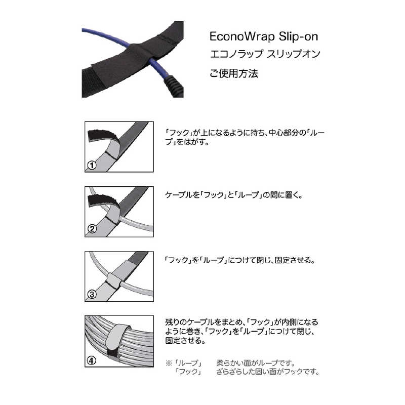 RIPTIE RIPTIE エコノラップアタッチメント「スリップオン」 19.05mm×127mm 5本入 RIP-TIE 黒 M-05-ESL5-BK M-05-ESL5-BK
