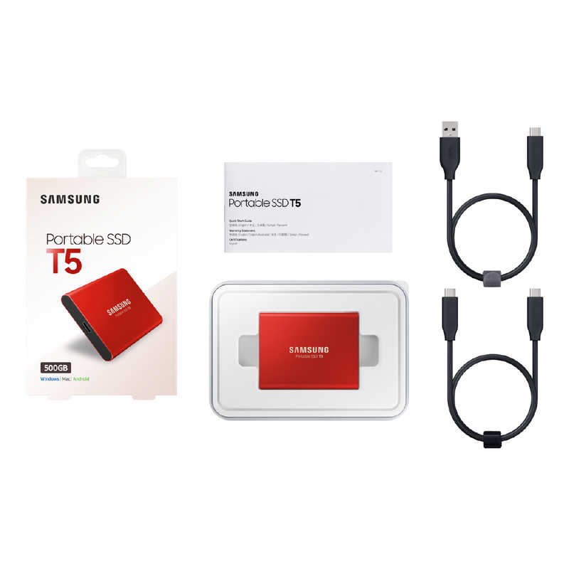 SAMSUNG SAMSUNG 外付けSSD USB-C＋USB-A接続　レッド MU-PA500R/IT MU-PA500R/IT