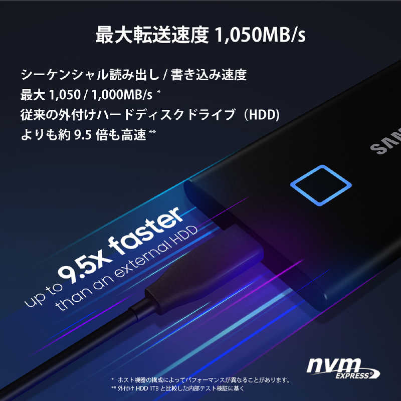 SAMSUNG SAMSUNG 外付けSSD T7 Touch [ポータブル型 /1TB] MU-PC1T0K/IT ブラック MU-PC1T0K/IT ブラック