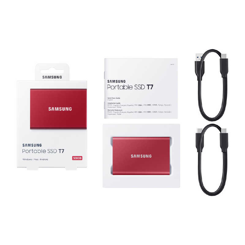SAMSUNG SAMSUNG USB 3.2 Gen 2対応 ポータブルSSD｢Samsung Portable SSD T7｣500GB MU-PC500R/IT レッド MU-PC500R/IT レッド
