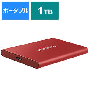 SAMSUNG 外付けSSD USB-C+USB-A接続 T7 メタリックレッド [ポｰタブル型 /1TB] MU-PC1T0R/IT
