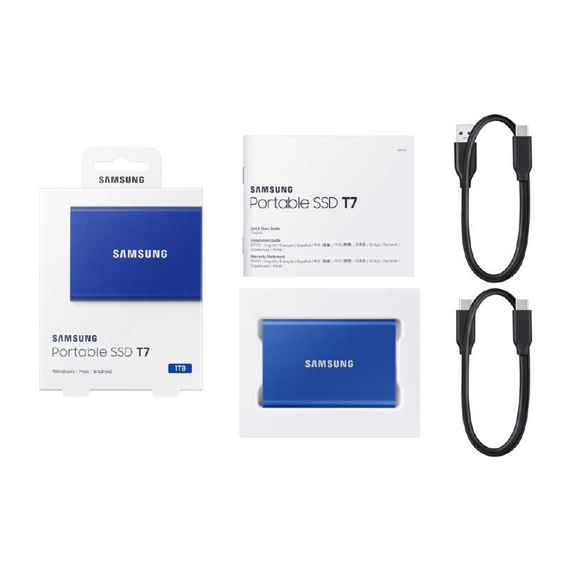 SAMSUNG SAMSUNG USB 3.2 Gen 2対応 ポータブルSSD｢Samsung Portable SSD T7｣1TB MU-PC1T0H/IT ブルｰ MU-PC1T0H/IT ブルｰ