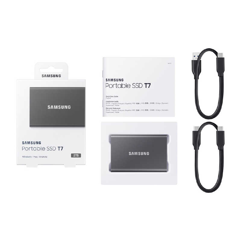 SAMSUNG SAMSUNG USB 3.2 Gen 2対応 ポータブルSSD｢Samsung Portable SSD T7｣2TB グレー MU-PC2T0T/IT MU-PC2T0T/IT