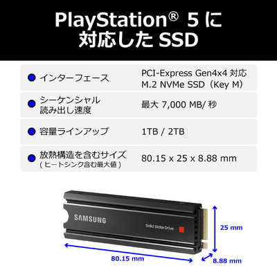 SAMSUNG 内蔵SSD PCI-Express接続 2TB 【980 PRO ヒートシンクモデル ...