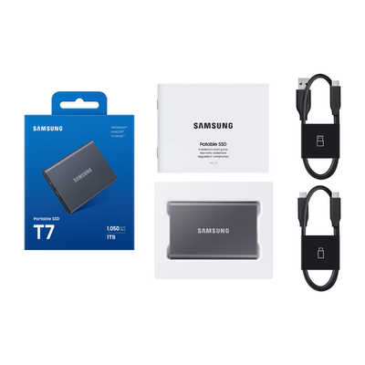 Samsung Portable SSD T7 1TB 外付け SAMSUNG 外付けSSD T7 ［1TB /ポータブル型］ グレー MU-PC1T0T-IT/A