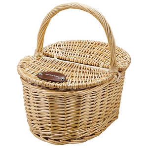 キャプテンスタッグ ピクニックバスケット蓋付 Small ［31×22×高さ15cm(取っ手含む高さ：約29cm) / (約)440g］ オーバル UT-1027