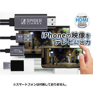 AREA iPhoneの映像をモニターに出力するアダプタ SPIDER LIHA03 ブラック MSLIHA03