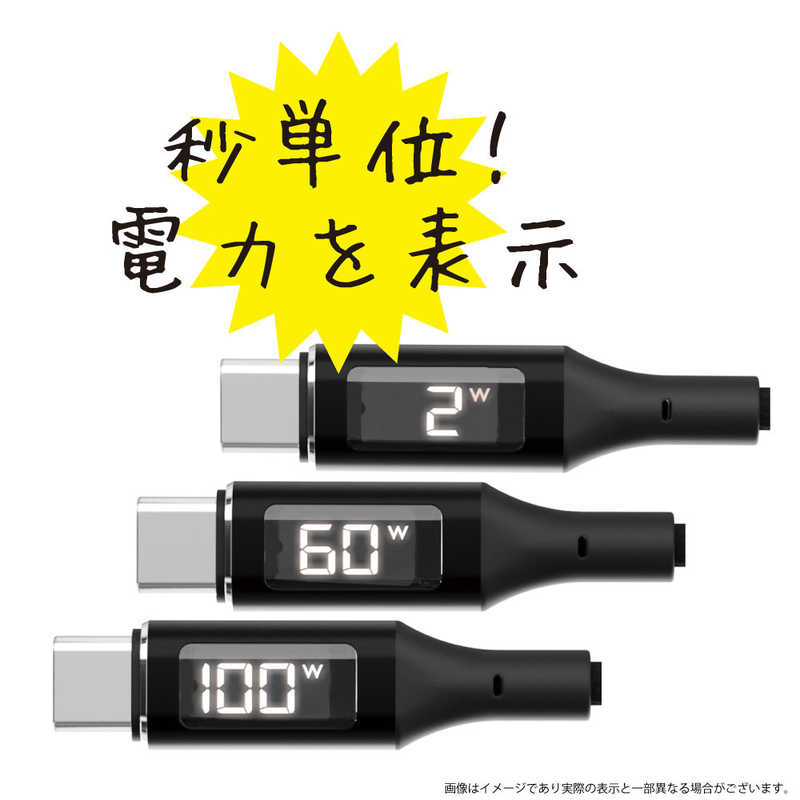 AREA AREA USB TypeCケーブル 電力表示ディスプレイ付 ブラック ［TypeCオス・オス /USB Power Delivery対応］ MSPDC20D MSPDC20D