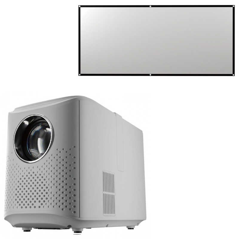 AREA AREA ミラーレスLEDプロジェクター＆フック式100インチ簡易スクリーンセット LED PROJECTOR4 SET ホワイト MS-PJHD04ST-WH MS-PJHD04ST-WH