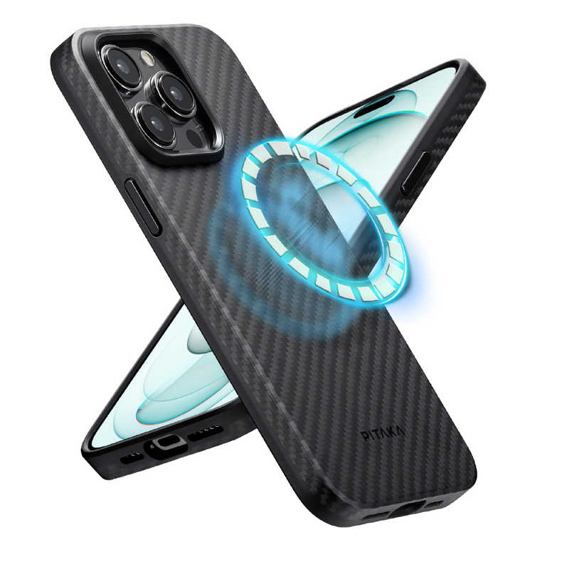 PITAKA PITAKA MagEZ Case 4 Pro for iPhone 15 Pro Max(6.1インチ) アラミド繊維ケース ［ Twill］ 1500D Black/Grey KI1501PMP KI1501PMP