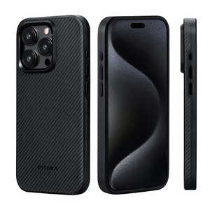 PITAKA MagEZ Case 4 Pro for iPhone 15 Pro Max(6.1インチ) アラミド繊維ケース ［ Twill］ 600D Black/Grey KI1501PMPA