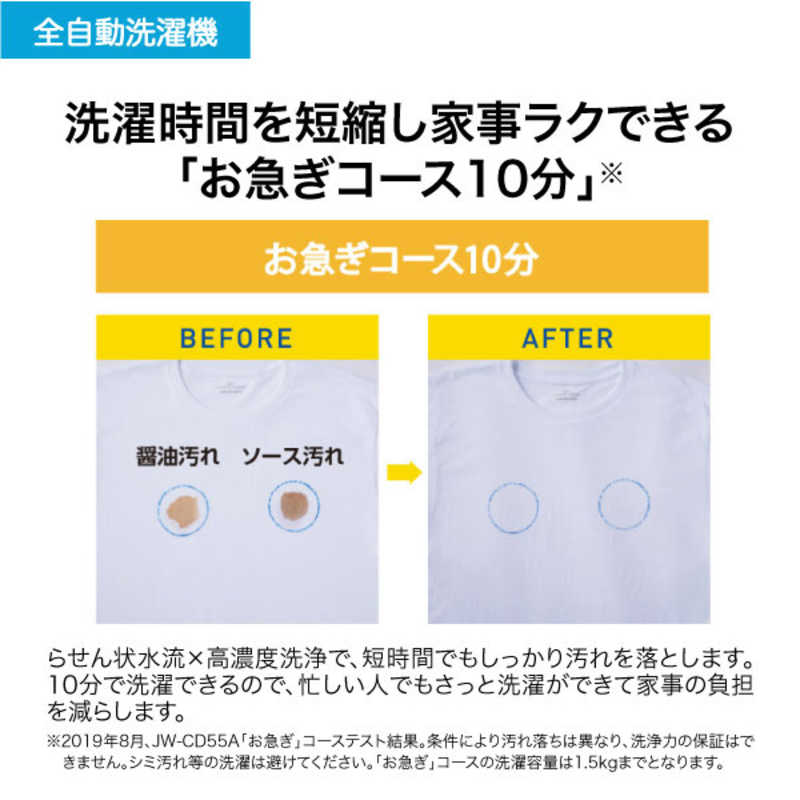 ハイアール ハイアール 全自動洗濯機 洗濯5.5kg JW-U55A-W ホワイト JW-U55A-W ホワイト