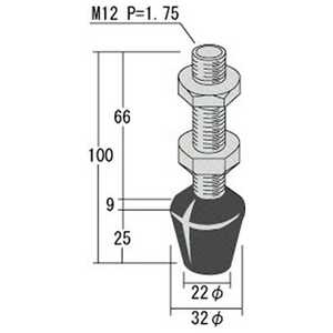 大阪角田興業 ゴム付ボルト M12×66 RBT12 大阪角田興業 ゴム付ボルト M12×66 RBT12