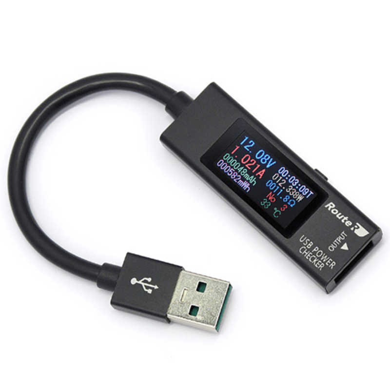 ルートアール ルートアール 〔USB-A〕 QC3.0対応 メタル筐体 USB簡易電圧･電流チェッカー 多機能カラー表示 ブラック RTUSBVAC7QC RTUSBVAC7QC