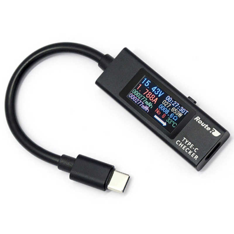 ルートアール ルートアール 〔USB-C〕 双方向･メタル筐体･多機能表示 USB Type-C電圧･電流チェッカー(ケーブル付きモデル) ブラック RTTC5VABK RTTC5VABK