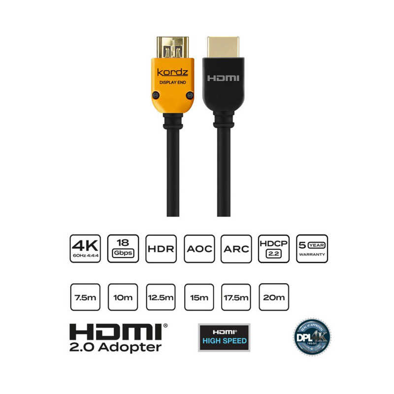 KORDZ KORDZ HDMIケーブル PRS3 ACTIVE OPTICAL オレンジ [15m /HDMI⇔HDMI /スタンダードタイプ /4K対応] PRS3O-HD1500 PRS3O-HD1500